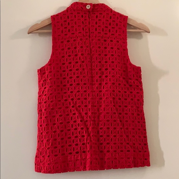 J Crew red eyelet cotton top 0 - Picture 3 of 4